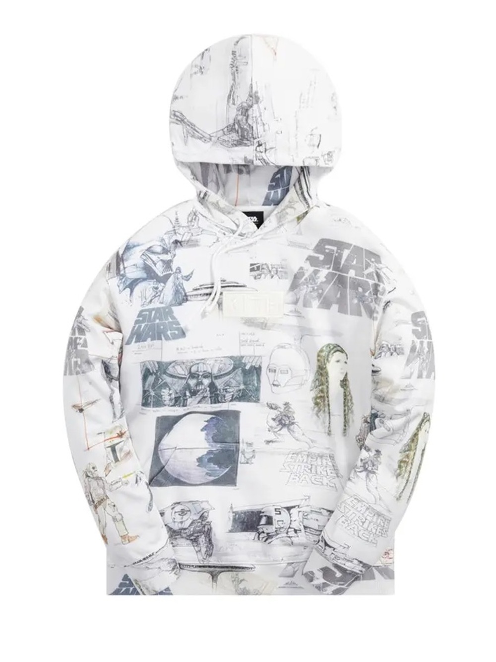 KITH x Star Wars Sketches Hoodie in White Box Logo Drawing Art Sweatshirt